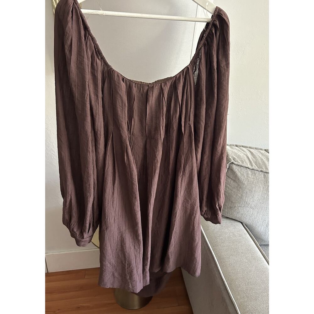 Babydoll Milkmade Cottagecore Brown Mini Dress M Ballon Sleeve Oversized Western